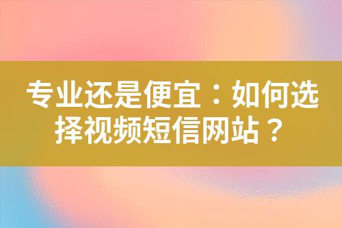 專業還是便宜：如何選擇視頻短信網站？