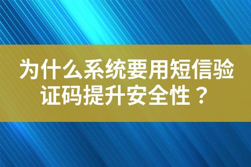 為什么系統(tǒng)要用短信驗證碼提升安全性？