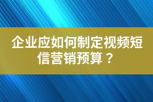 企業應如何制定視頻短信營銷預算？