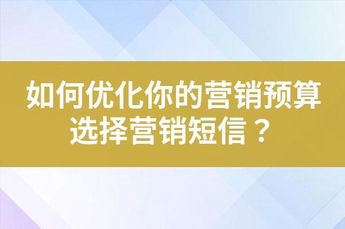 如何優(yōu)化你的營(yíng)銷預(yù)算選擇營(yíng)銷短信？