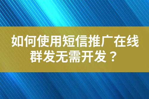 如何使用短信推廣在線群發(fā)無需開發(fā)？