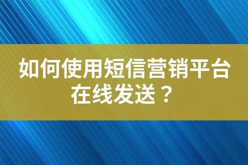 如何使用短信營銷平臺在線發送？