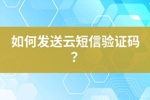 如何發(fā)送云短信驗證碼？