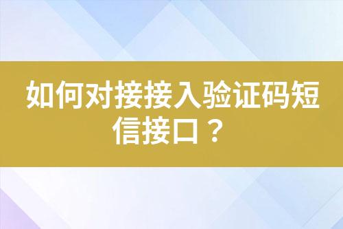 如何對接接入驗證碼短信接口？