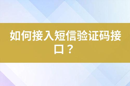 如何接入短信驗證碼接口？