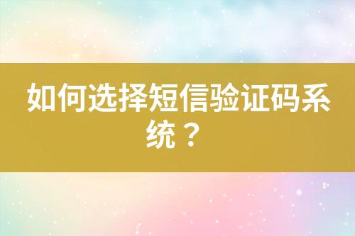 如何選擇短信驗證碼系統？