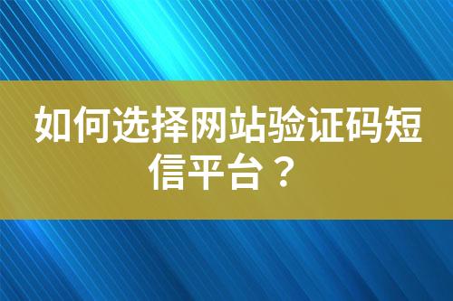 如何選擇網(wǎng)站驗證碼短信平臺？