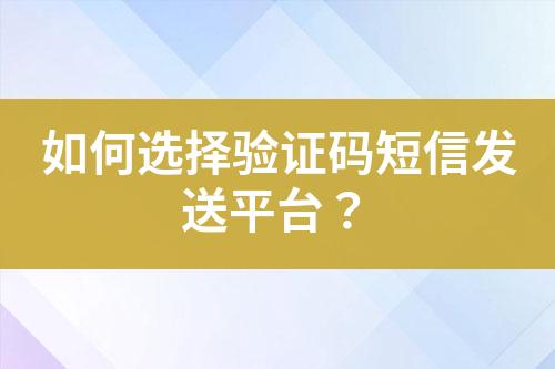 如何選擇驗證碼短信發送平臺？