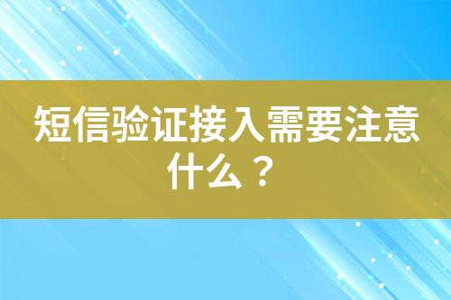 短信驗證接入需要注意什么？