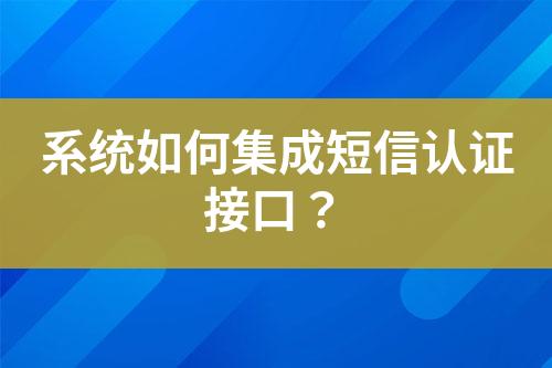 系統(tǒng)如何集成短信認(rèn)證接口？