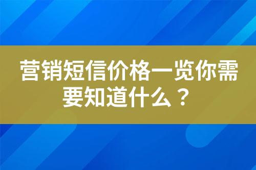 營銷短信價格一覽你需要知道什么？