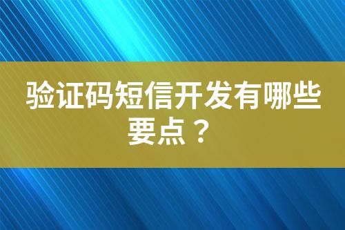 驗證碼短信開發有哪些要點？